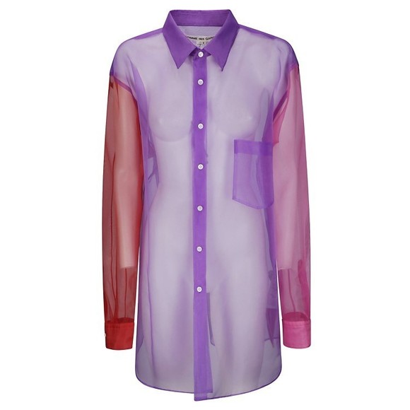 Comme Des Garçons Two-Tone Transparent Taffeta Ladies Blouse - NWT